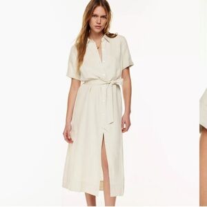 Like New Aritzia Wilfred Elegant Linen Cream Shirt Dress Size 1X